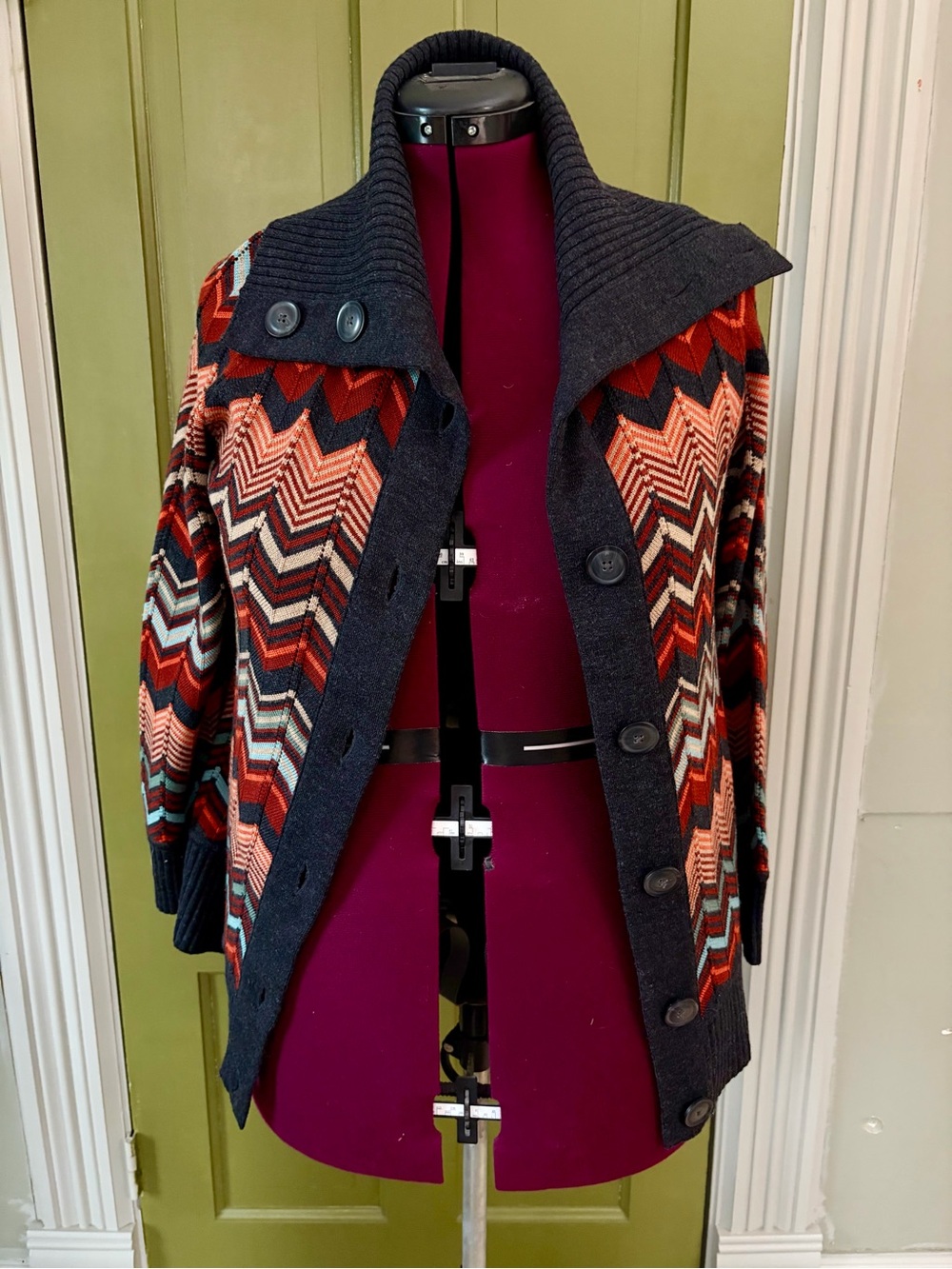 Pendleton Merino Wool Chevron Cardigan - Medium